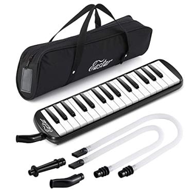 Imagem de Eastar Instrumento Melodica de 32 teclas, teclado de piano soprano Melodica Air Pianica com 2 tubos longos macios, bocais curtos, bolsa de transporte, preto