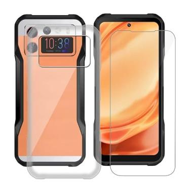 Imagem de YQINHHME Capa transparente para Doogee V20S (6,4 polegadas) com 1 x protetor de tela de vidro temperado, capa de telefone fina macia TPU à prova de choque X anti-arranhões para Doogee V20S -