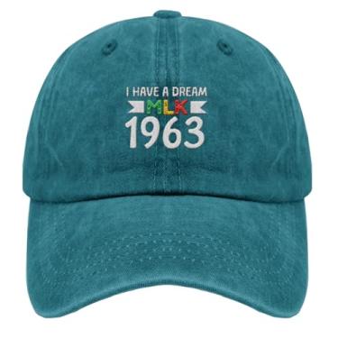 Imagem de Boné de beisebol I Have A Dream MLK 1963 Trucker Hat for Women Fashion Bordado Snapback, Azul ciano, Tamanho Único
