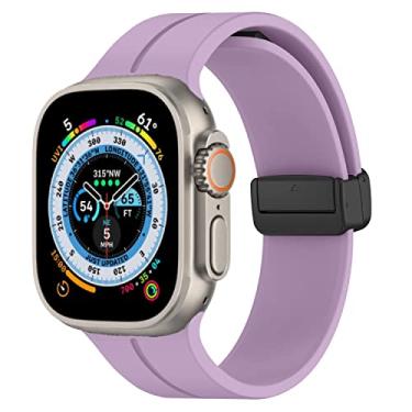 Imagem de Pulseira esportiva de silicone magnética de silicone para Apple Watch séries 9, 8 e 7, SE2, SE, 6, 5, 4, 3, 2 e 1 de 49 mm, 45 mm, 44 mm e 42 mm, roxa