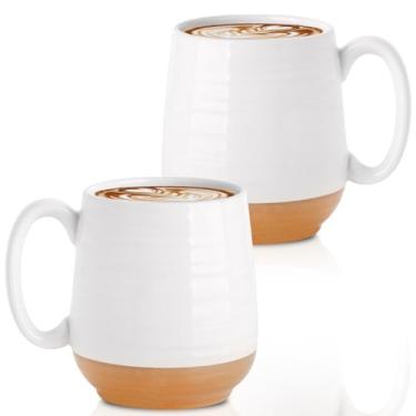 Imagem de Hasense Canecas de café 590 ml, conjunto de xícaras de café de cerâmica, canecas brancas grandes com alça para latte, chá, cacau, de inauguração de casa, seguro para lava-louças