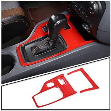 Imagem de LLKUANG Capa de moldura de engrenagem de controle central ABS para carro para Ford Ranger 2015 2016 2017 2018 2019 2020 2021 2022 adesivos de estilo de carro interior (vermelho)