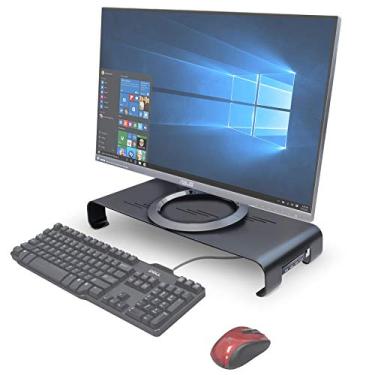 Imagem de Syba Suporte para monitor para computador, laptop, impressora, notebook e todos os monitores de tela plana com plataforma de 19" e 3" de altura com hub USB 3.0, preto
