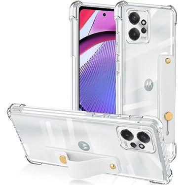 Imagem de Capa de telefone projetada para Moto G Power 4G com pulseira de suporte, suporte transparente, de silicone macio, TPU, à prova de choque, antiarranhões, capa protetora - transparente