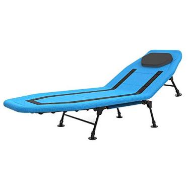 Imagem de Cama dobrável azul 5 velocidades encosto ajustável cama dobrável-200 80 40 cm cadeira de escritório almoço solteiro adulto acompanhando cama de visitante (cor: azul tamanho: 200 80 40 cm)
