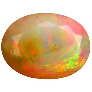 Imagem de 2,48 ct AAA+ Gem de qualidade corte oval (12 x 9 mm) opala arco-íris não aquecida genuína e extraída da pedra preciosa solta da Terra