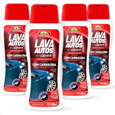 Imagem de KIT 4 Lava Autos Shampoo Com Cera Carnaúba Super Brilho Pro auto 500Ml