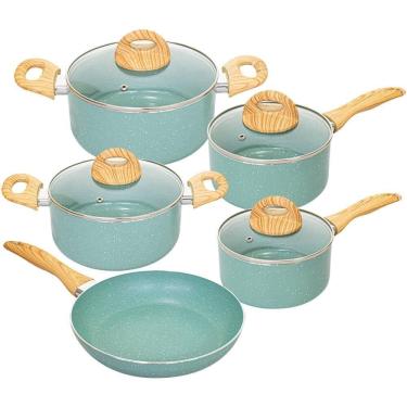 Imagem de Conjunto de Panelas Antiaderente de Indução CeramicLife  Botanika 5 Peças - Brinox 4815/102
