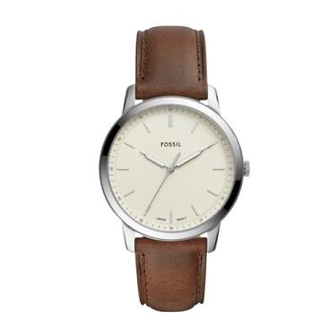 Imagem de Fossil Relógio masculino minimalista de aço inoxidável fino casual, Prata, marrom, One Size, O minimalista - FS5439