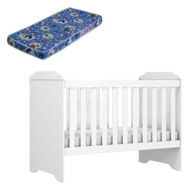 Imagem de Berço Americano Mini Cama Mel Branco Brilho Com Colchão Ortobom - Carolina