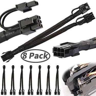 Imagem de PCI-e Adaptador de alimentação PCI Express de 6 pinos para placa gráfica Dual PCIe de 8 pinos (6+2), cabo de extensão divisor GPU VGA Y-PCIe cabo de alimentação de placa de vídeo de mineração 23 cm,