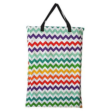 Imagem de Saco grande para pendurar fraldas de pano molhado/seco para fraldas reutilizáveis ou lavanderia (Rainbow Chevron)