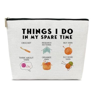 Imagem de Ythuil Bolsa de maquiagem para presente de crochê, bolsa cosmética de crochê, presentes de crochê para amantes de crochê, tricô, bolsa de cosméticos feminina para bolsa, coisas que eu faço no meu