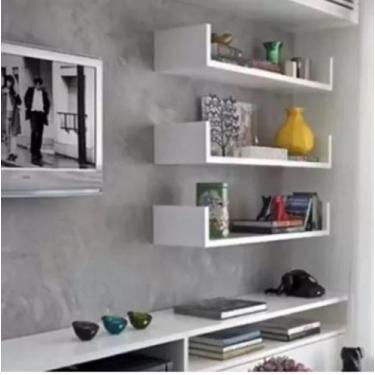 Imagem de Kit 4 Prateleiras U 30cm Nicho Mdf Branco Livros Decoração - Mvs Dos N