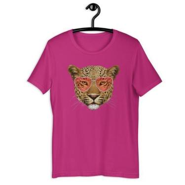 Imagem de Camiseta Blusa Feminina Onça Love Glasses Animal Print-Feminino