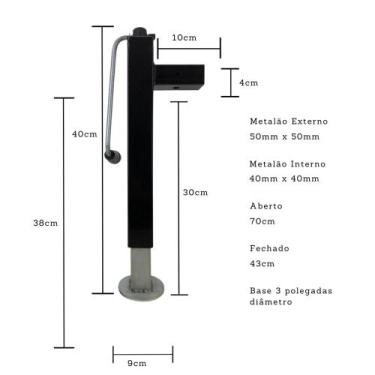 Imagem de Macaco Pedestal Com Sapata Para Carretinha Reboque 1500 Kg - Prime