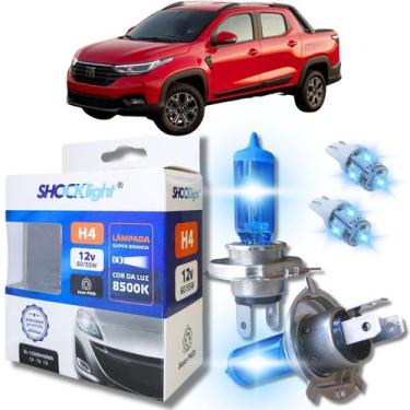Imagem de Kit par lâmpadas super branca conector h4 8500k shocklight + par leds 