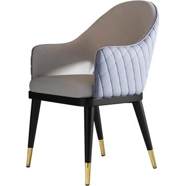 Imagem de Cadeira de jantar estofada em couro falso para cozinha, sala de jantar, cadeiras de sala de estar, cadeira de destaque, poltrona, lazer, cinza + azul