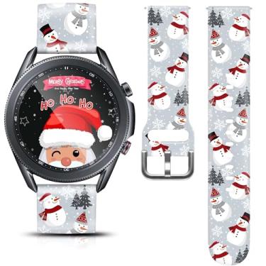 Imagem de Pulseira de relógio de 22 mm para Samsung Galaxy Watch 3 de 45 mm/Galaxy Watch 46 mm/Gear S3 Frontier, pulseira de silicone mylooverleo estampada com tema natalino e boneco de neve para smartwatch de
