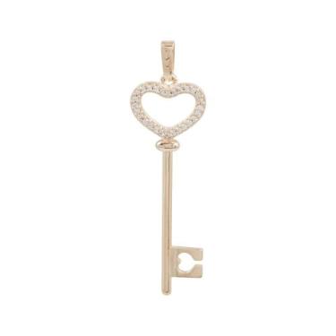 Imagem de Pingente Prata c/ Ouro 18K Chave com Zircônia 40x13mm - Convex