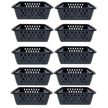 Imagem de Kit 10 Cestos Organizador Pequeno 800 Ml Preto 16X12X6Cm - Ercaplast