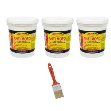 Imagem de Kit 3 Anti Mofo Preventivo Incolor 900ml + Trincha 2 Pol - ALLCHEM