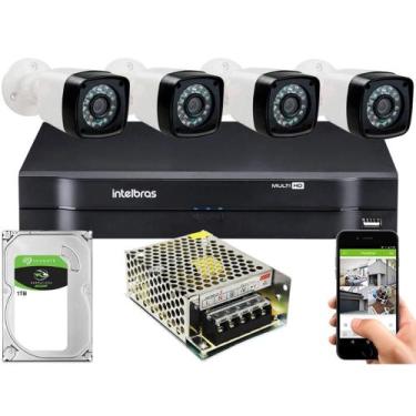 Imagem de Kit Cftv 4 Câmeras Segurança Full Sem Cabo Dvr Intelbras 1TB