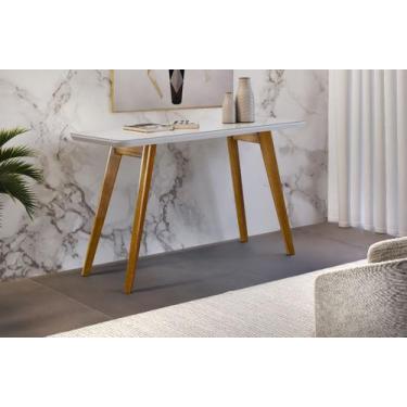 Imagem de Aparador Slim 120cm Com Tampo de Vidro e Madeira Maciça - Móveis Mundi