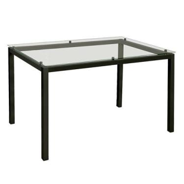 Imagem de Mesa de Jantar Retangular com Tampo de Vidro Tube Preta 120 cm - Criat