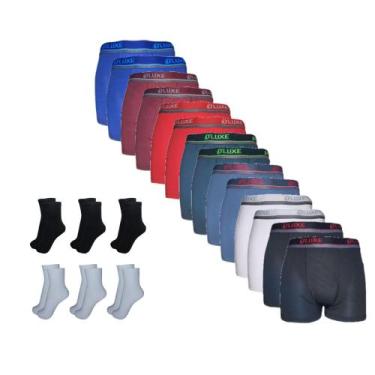 Imagem de Kit 5 Cuecas Box Boxer Microfibra Atacado + 6 Pares Meias Cano Longo A