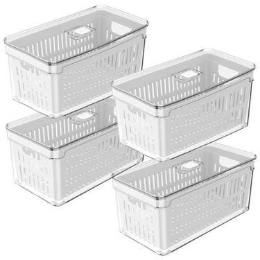 Imagem de Conjunto 4 Potes Organizadores Geladeira 5L Clear Fresh Cesto Alimento