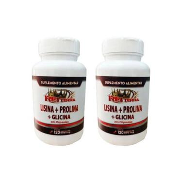 Imagem de 2 Lisina + Prolina + Glicina Aminoácidos 120 Cápsulas 500mg - Rei Terr