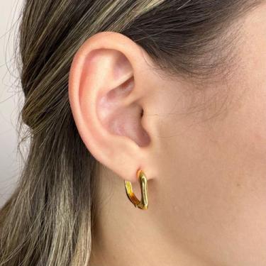 Imagem de Brinco Argola Média Quadrada Fina Banhado em Ouro 18k - Anastásia Joia