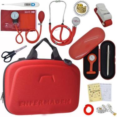 Imagem de Kit Enfermagem Estagio Super Luxo Maleta Incoterm - Love Saúde, Preto
