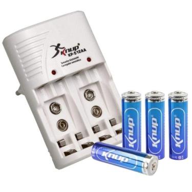 Imagem de Kit Carregador + 4 Pilhas AAA Recarregavel Multi Uso Bi-volt - KNUP