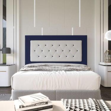 Imagem de Cabeceira Casal 1,40m Havana Suede Azul SKY MOBILE