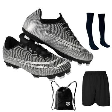 Imagem de Chuteira Campo Adulto Juvenil 200 Nova Travas Gramado Futebol Uzze + M