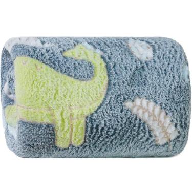 Imagem de Manta Solteiro Brilha no Escuro New 150x220cm - Bene Casa, Cinza Dino