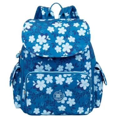Imagem de Mochila Feminina Bolsa Escolar Reforçada Tecido Florido 16L - Xeryus, 