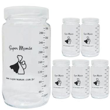 Imagem de Potes Vidro para Armazenar Leite Materno Graduados 300ml 6UND - Super 