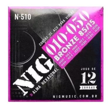 Imagem de Encordoamento Violão Aço Bronze .010 12 Cordas N510 NIG