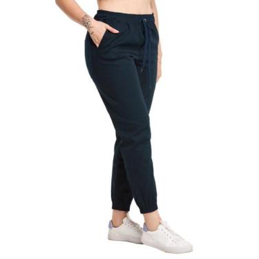 Imagem de Calça Jogger Sarja Feminina Skinny Com Punho S01F - Wooks, M, Azulmari