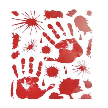 Imagem de Adesivo Halloween Pés e Mãos Com Sangue Decorar Portas Paredes e chão 