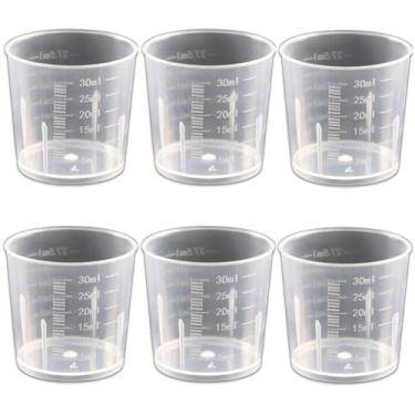 Imagem de 100 peças de copos graduados de plástico de 30 ml, copos graduados de pequena escala, copo medidor de resina, copo de amostra, copo de distribuição multiuso para misturar tinta, epóxi, resina,