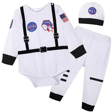 Imagem de Xuomuen Fantasia de astronauta marinheiro náutico de Halloween para recém-nascidos, uniforme marinho com chapéu e gravata, Astronauta longo, 3-6 Meses