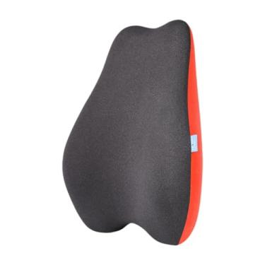 Imagem de shamjina Almofada de apoio lombar para escritório, almofada de apoio para as costas para cadeira, ergonômica prática, almofada multiuso, almofada de assento, Vermelho