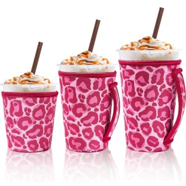 Imagem de Mangas de café gelado reutilizáveis de 3 peças de mangas de café isoladas para 473 a 946 ml de café quente ou frio ou bebidas geladas compatíveis com xícara de café Starbucks Dunkin e mais (mancha
