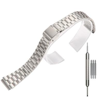 Imagem de WRISTARMOR Pulseira de relógio de aço inoxidável compatível com Caiso A158WA A168WH AE1200WH F108WH AQ-230A A700W LA670WGA Pulseira de substituição masculina de 18 mm (prata 3Z)