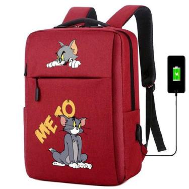 Imagem de Mochila USB Escolar Estampa Infantil Tom e Jerry Notebooks, Trabalho E