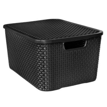 Imagem de Caixa Organizadora C/ Tampa 15 L Empilhável Decorativo Cesto Resistent